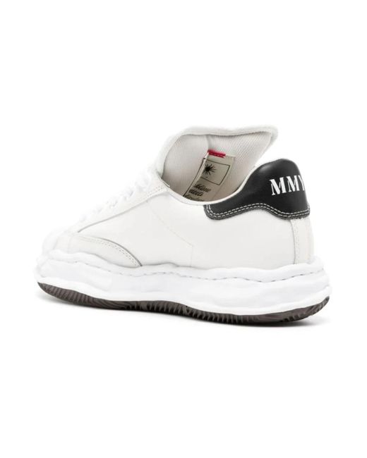 Maison Mihara Yasuhiro Weiße leder puffer low top sneaker in White für Herren