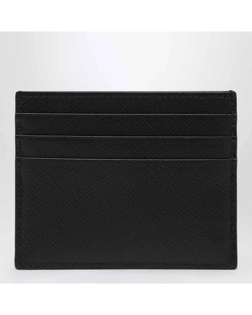 Prada Black Saffiano Leder Kartenetui