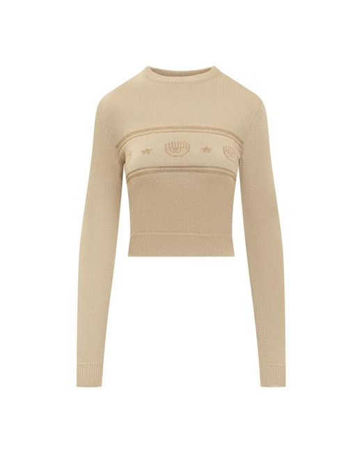 Chiara Ferragni Round-Neck Knitwear in het Natural
