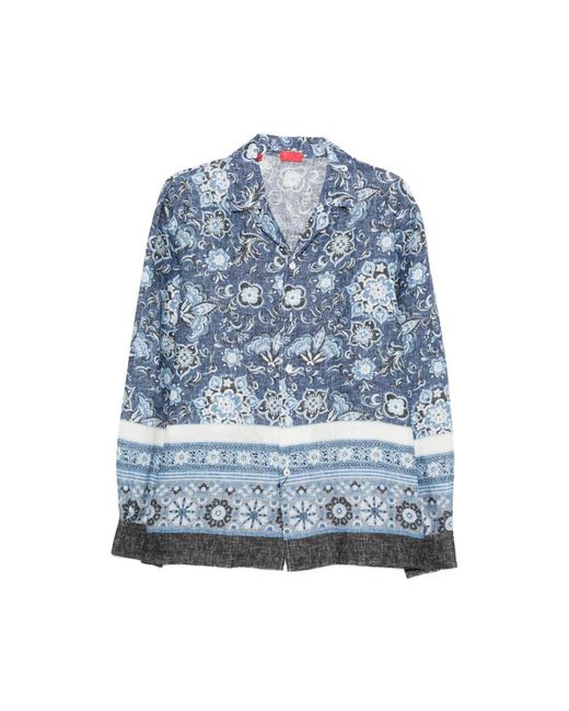 Isaia Blue Casual Shirts for men