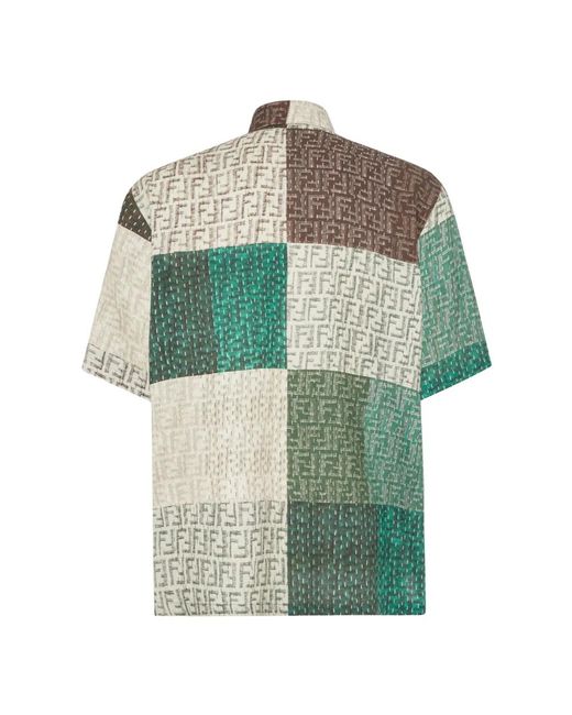 Fendi Overhemden ,Veelkleurig ,Linnen Ff Linen Shirt in het Multicolor voor heren