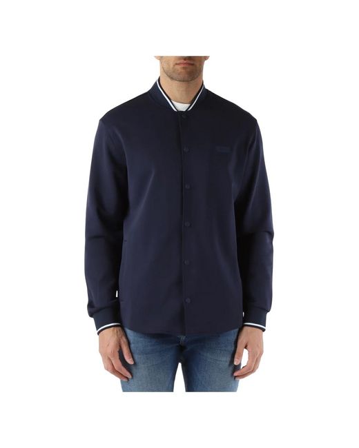 Giacca camicia slim fit in cotone con patch logo di Antony Morato in Blue da Uomo