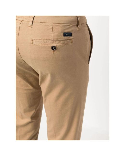 Fay Braune baumwoll-gabardine-slim-hose in Natural für Herren
