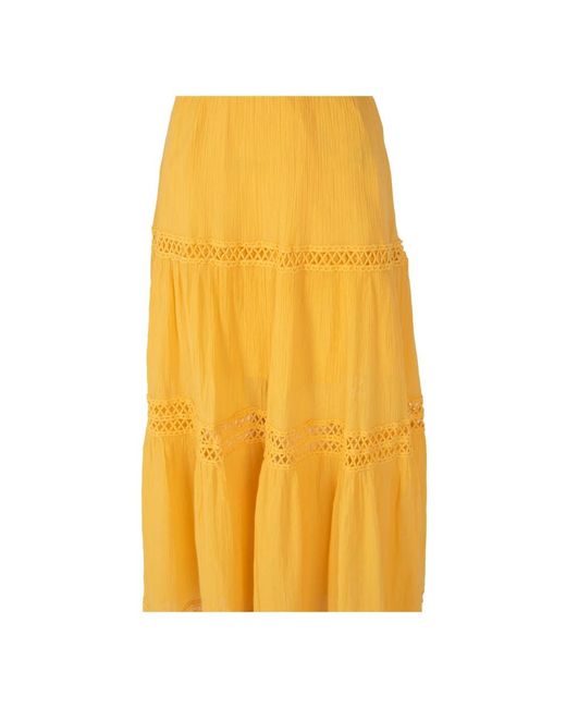 Guess Rokken ,Geel ,Katoen Elegante Midi-Rok Van Kant in het Yellow
