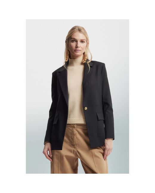 Kocca Black Elegante einreiher-jacke mit profildetail