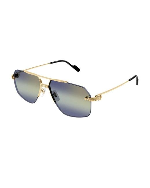 Cartier Gray Square Frame Sunglasses for men
