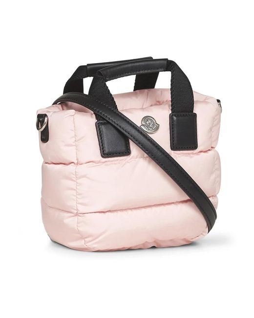 Moncler Pink Rosa Nylon Schultertasche Mit Lederdetails