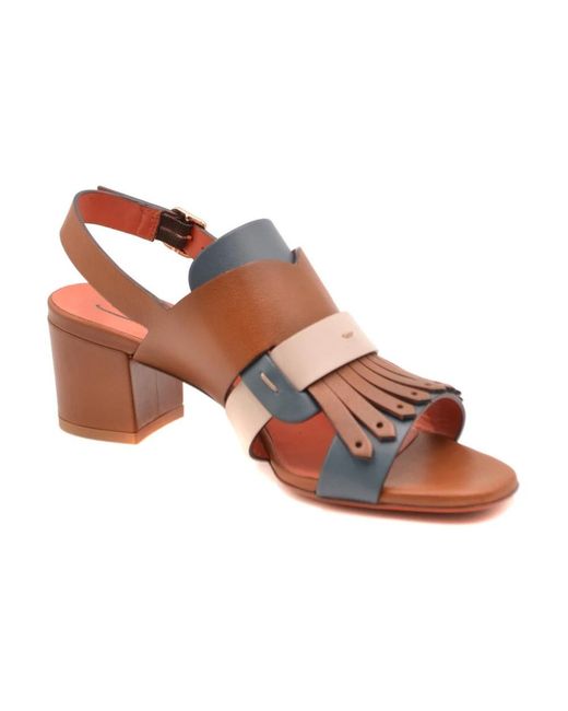 Santoni Brown High Heel Sandals