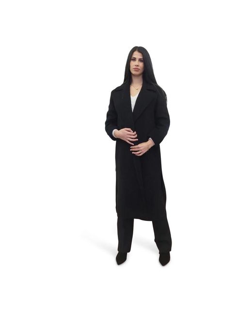Marella Jassen ,Zwart ,Wol Shawl-Collar Lange Jas in het Black