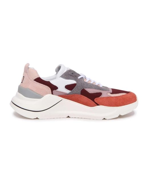 Date Schoenen ,Veelkleurig ,Fuga Hairy Bordeaux Sneakers in het Pink