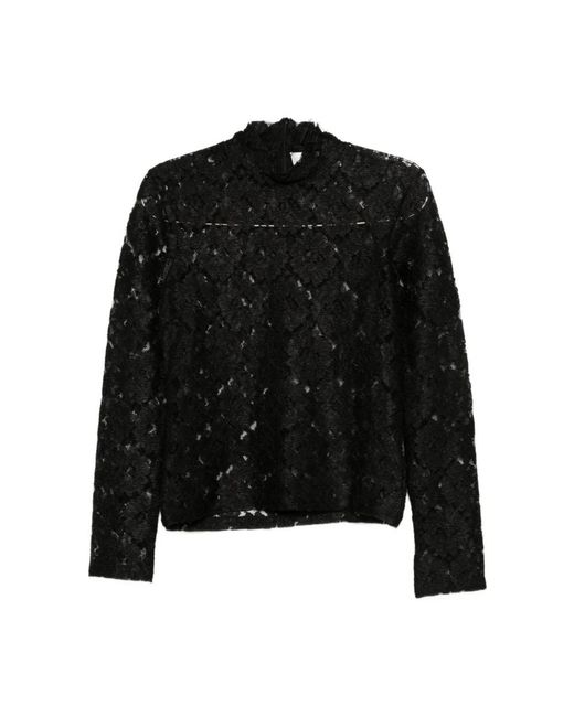 Rohe Overhemden ,Zwart ,Polyester Zwarte Hoge Hals Shirt Met Rits in het Black