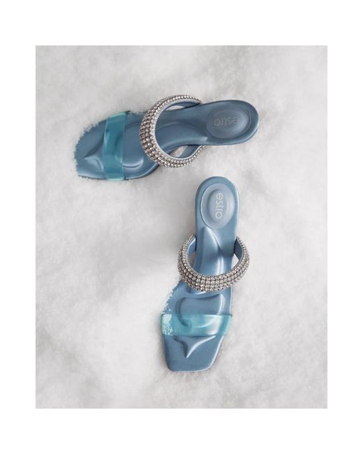 ESTRO Blue Heeled Mules