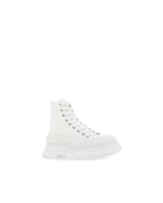 Alexander McQueen White Lace-Up Boots for men