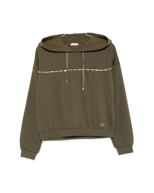 Liu Jo Green Grüner Kapuzenpullover Mit Verziertem Band