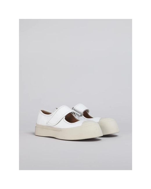 Marni White Chunky-sole Leather Mary-jane Trainers