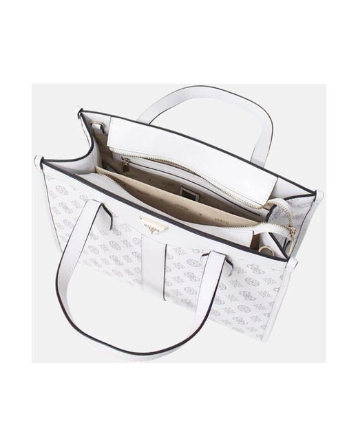 Guess White Damenhandtasche Aus Kunstleder Mit Logo