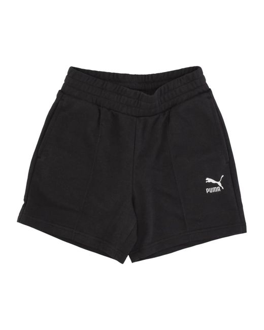 PUMA Korte Broeken ,Zwart ,Katoen Zwarte Pintuck Shorts Lichtgewicht Tracksuit Shorts in het Black