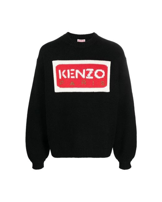 KENZO Black Round-Neck Knitwear for men