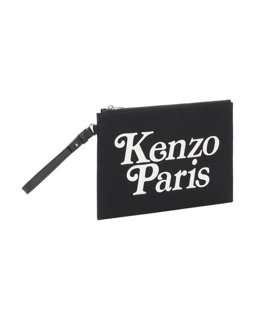 Pochette di cotone nera con stampa del logo di KENZO in Black da Uomo