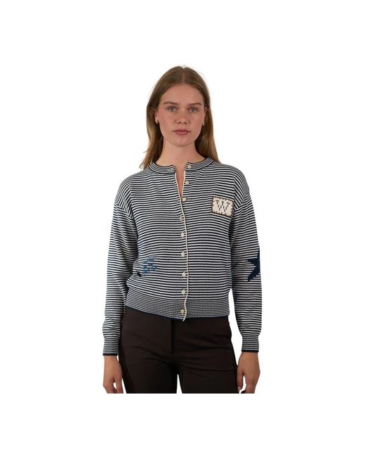 Max Mara Gestreepte Cardigan in het Gray