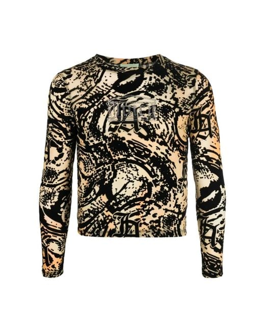 Aries Black Psysnake Mesh Long Sleeve Top for men
