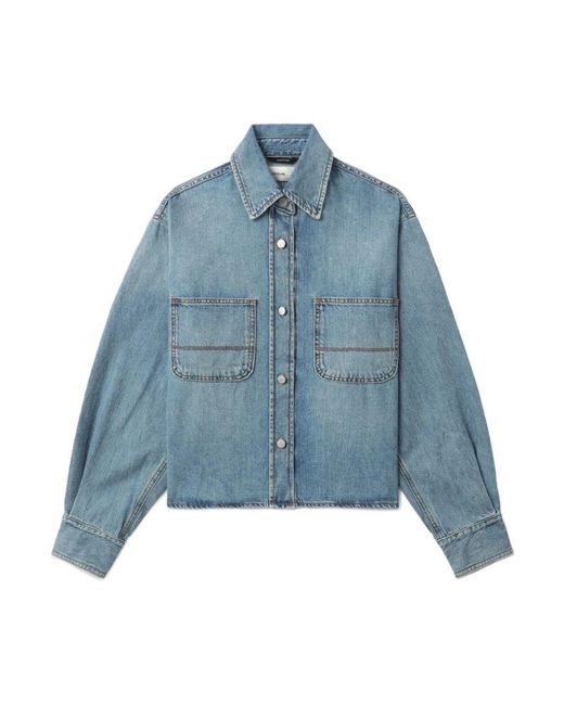 Haikure Blue Washed jeansjacke mit druckknöpfen