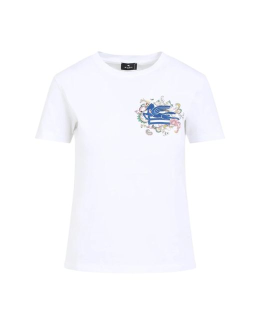 Etro Tops ,Wit ,Katoen Wit T-Shirt in het White