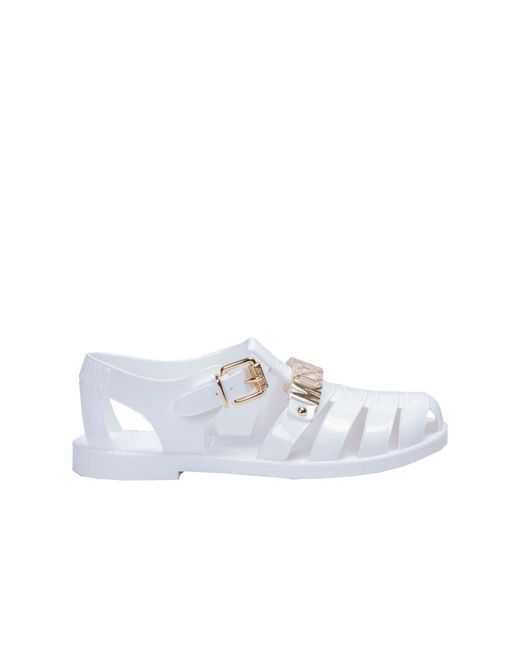 Moschino White Flat Sandals