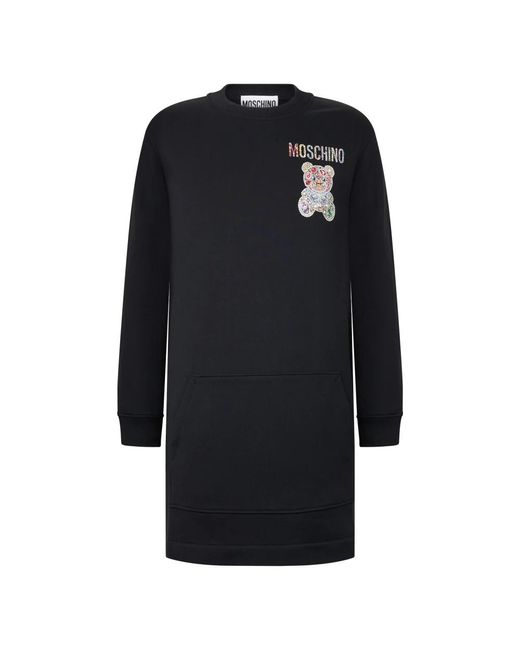Moschino Minimalistische Sweaterjurk Met Teddybeerprint in het Blue