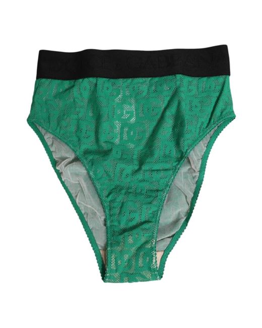 Dolce & Gabbana Ondergoed ,Groen ,Katoen Groene Kant Hoge Slip Ondergoed in het Green