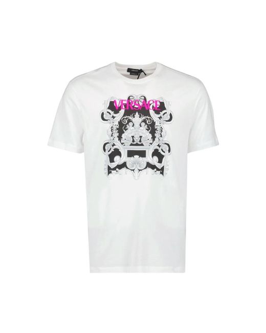 Versace Barocco t-shirt für männer und frauen,barocco logo t-shirt baumwolle casual stil in White für Herren