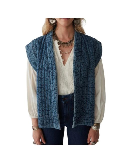 MAISON HOTEL Jassen ,Blauw ,Denim Gewatteerde Denim Mouwloos Vest in het Blue