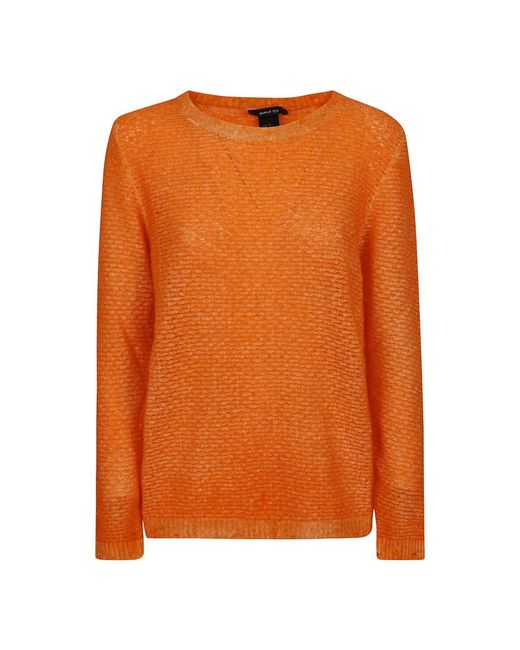 Avant Toi Orange Round-Neck Knitwear