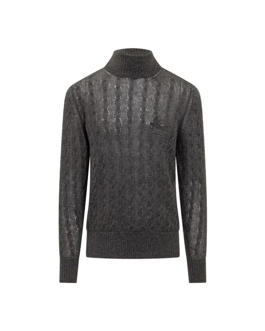 Etro Truien & Vesten ,Zwart ,High Neck Turtleneck in het Gray voor heren