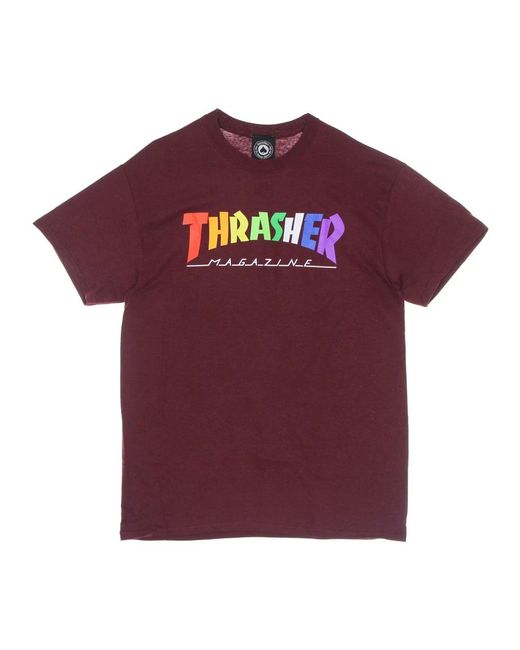 Thrasher Tops ,Bruin ,Katoen Regenboog Tee T-Shirt in het Purple voor heren
