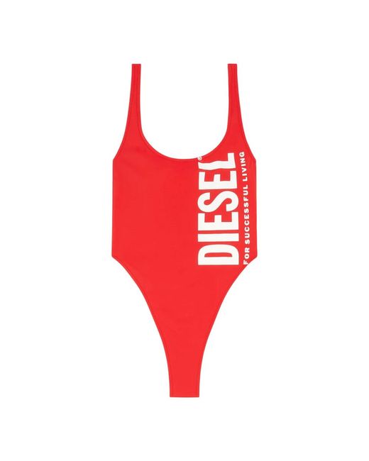 Bañador con maxi logotipo de nylon DIESEL de color Red