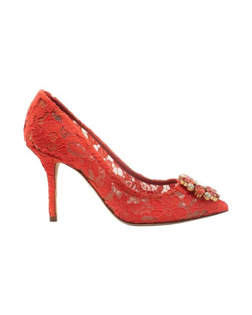 Sandali tacco rosso corallo di Dolce & Gabbana in Red