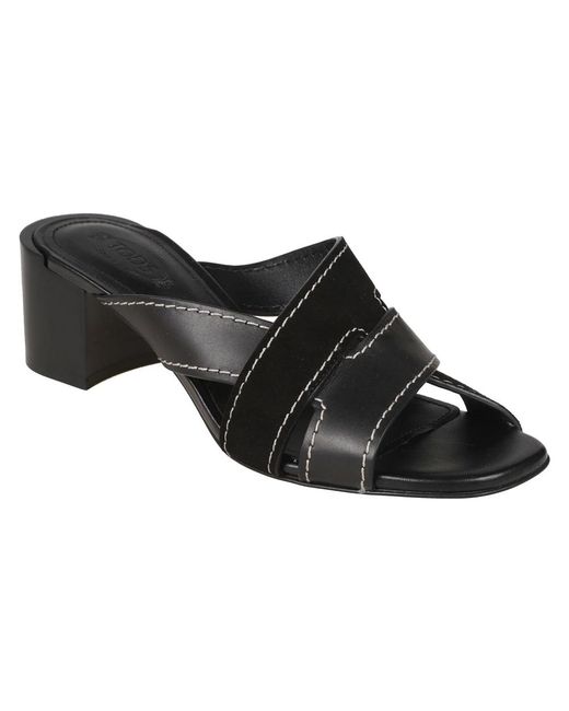 Tod's Black Heeled Mules