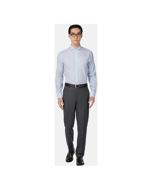 Boggi Ultimate Non Iron Slim Fit Gestreiftes Baumwollhemd in Blue für Herren