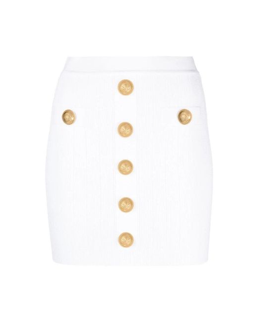 Balmain Ribgebreide Mini-Rok in het White