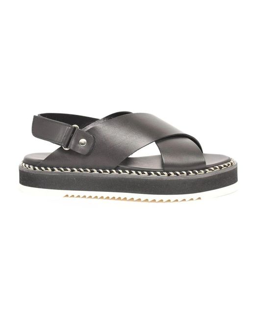 Agl Attilio Giusti Leombruni Gray Schwarze flache sandalen marta nero