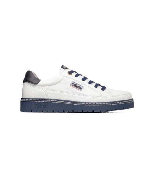 Callaghan Weiße Ledersneaker Mit Blauer Ferse in Blue für Herren