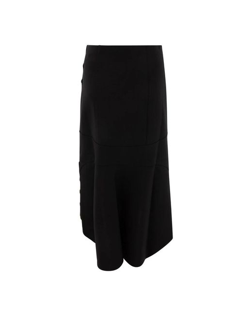 Givenchy Zwarte Uitlopende Midi Rok Gouden Knopen in het Black