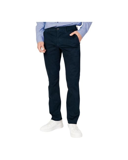 Pantaloni blu a tinta unita con zip e bottoni di Armani Exchange in Blue da Uomo