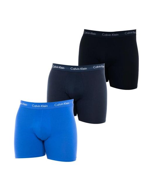 Calvin Klein Ondergoed ,Veelkleurig ,Katoen 3-Pack Boxer Briefs, Elastische Tailleband in het Blue voor heren