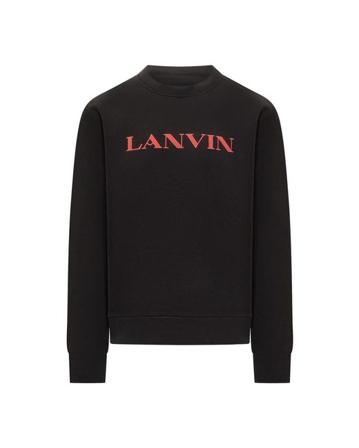 Lanvin Hoodies & Sweatvesten ,Zwart ,Katoen Geborduurde Katoenen Sweatshirt in het Black voor heren