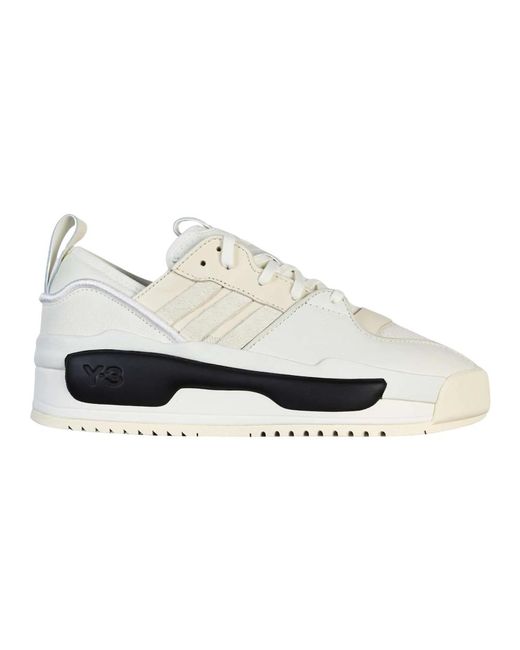 Y-3 Weiße leder low-top sneakers in White für Herren