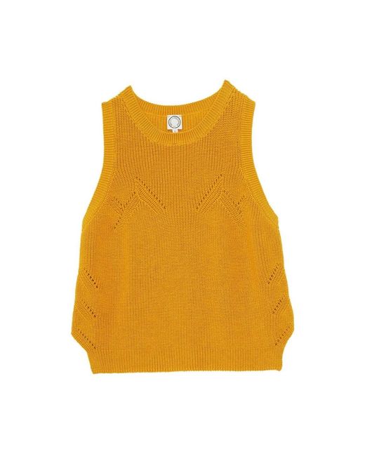 Ines De La Fressange Paris Yellow Senfgelber Ärmelloser Pullover Trendiger Stil