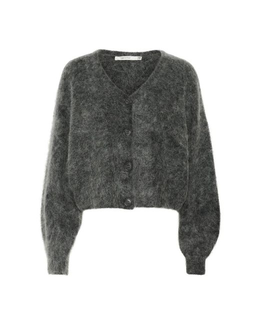 Gestuz Truien & Vesten ,Grijs ,Wol Gezellige Vest Met Pofmouwen in het Gray