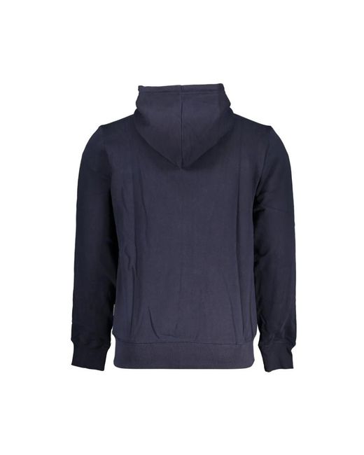 Napapijri Hoodies & Sweatvesten ,Blauw ,Leer Blauwe Geborduurde Hoodie in het Blue voor heren